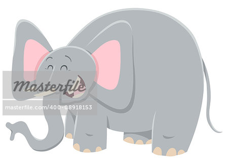 Cartoon Illustration of Funny Elephant Wild Animal Character