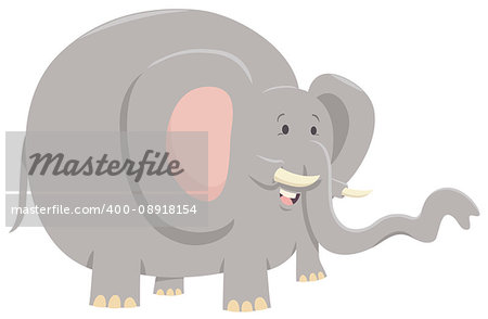 Cartoon Illustration of Cute Elephant Wild Animal Character