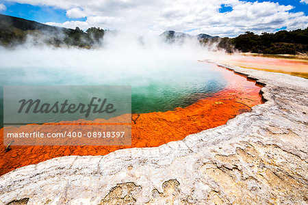 An image of the hot sparkling lake in New Zealand