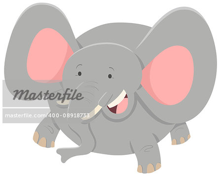 Cartoon Illustration of Cute Elephant Animal Character