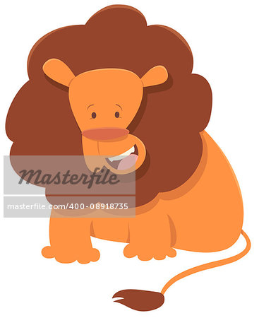Cartoon Illustration of Cute Lion Wild Cat Animal Character