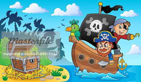 Pirate boat theme 2 - eps10 vector illustration.