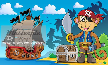 Pirate monkey topic 3 - eps10 vector illustration.