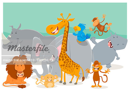 Cartoon Illustration of Safari Animal Characters Group Cartoon Illustration of Safari Animal Characters Group