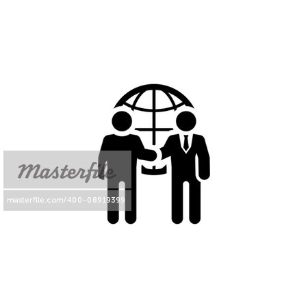 Business Meeting Icon. Flat Design. Two man at the meeting. App Symbol or UI element.