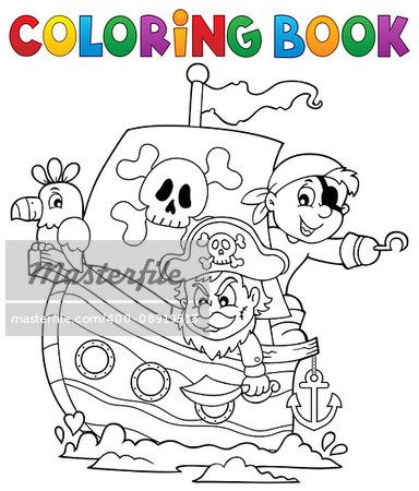 Coloring book pirate boat theme 1 - eps10 vector illustration.