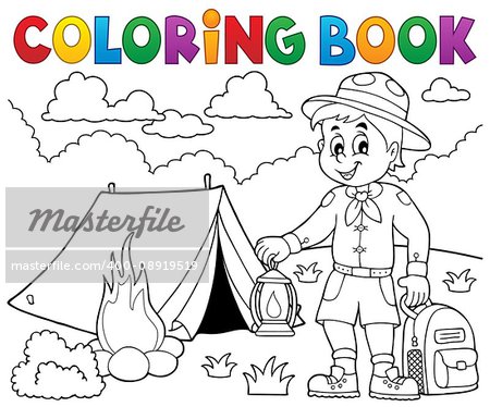 Coloring book scout boy theme 4 - eps10 vector illustration.
