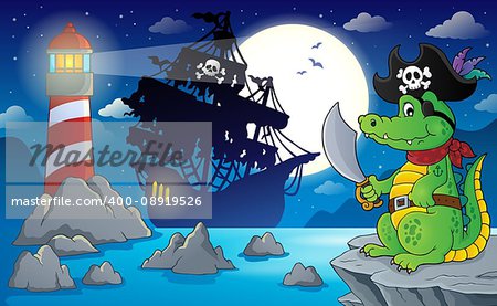 Night pirate scenery 5 - eps10 vector illustration.