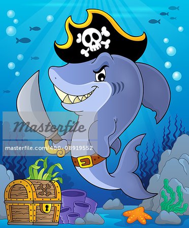Pirate shark topic image 2 - eps10 vector illustration.