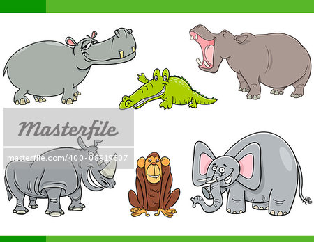 Cartoon Illustration of Funny Wild Animals Set Cartoon Illustration of Funny Wild Animals Set