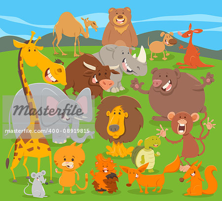 Cartoon Illustration of Cute Animal Characters Group