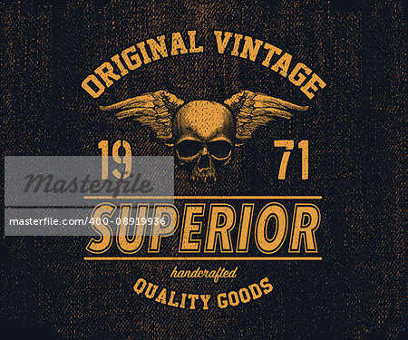 Original vintage Denim print for t-shirt. vector illustration