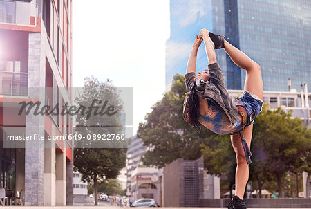 Dancer balancing on one leg, Cape Town, South Africa