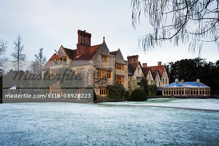 Exterior view of Le Manoir aux Quat'Saisons, Oxfordshire in winter. Exterior view of Le Manoir aux Quat'Saisons, Oxfordshire in winter.