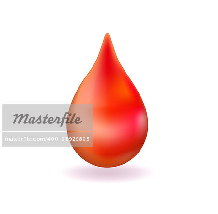 Realistic red blood drop. 3d icon droplet falls. World Donation Day Sign or Symbol. Vector illustration