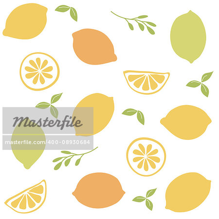 Seamless vector pattern with citrus fruit clices