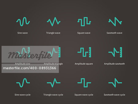 Voice. sound and music compression types icons set. Vector illustration.