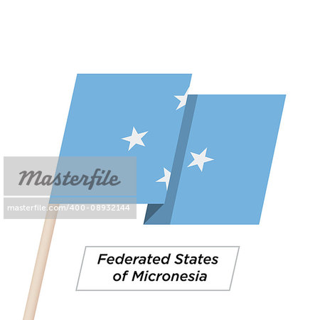 Federated States of Micronesia Ribbon Waving Flag Isolated on White. Vector Illustration. Federated States of Micronesia Flag with Sharp Corners