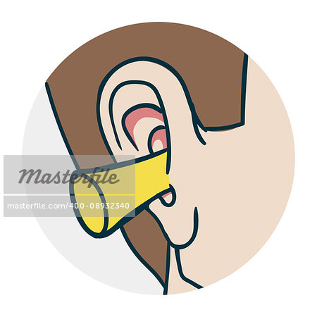 Problems with ears. Icon on medical subjects. Illustration of a funny cartoon style