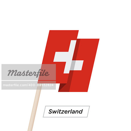 Switzeland Ribbon Waving Flag Isolated on White. Vector Illustration. Switzeland Flag with Sharp Corners
