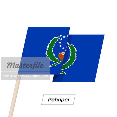 Pohnpei Ribbon Waving Flag Isolated on White. Vector Illustration. Pohnpei Flag with Sharp Corners