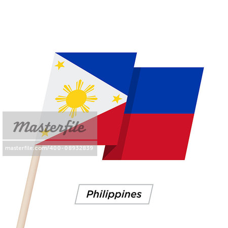 Philippines Ribbon Waving Flag Isolated on White. Vector Illustration. Philippines Flag with Sharp Corners