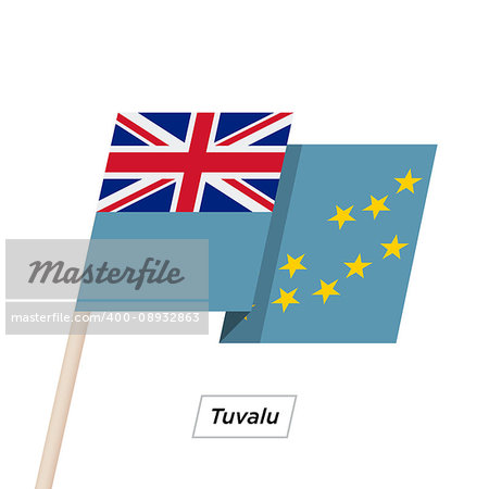 Tuvalu Ribbon Waving Flag Isolated on White. Vector Illustration. Tuvalu Flag with Sharp Corners