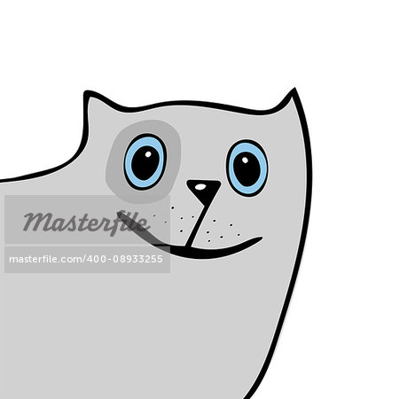 Cat cute funny cartoon head. Vector illustration