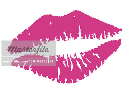 vector illustration of a pink lipstick kiss