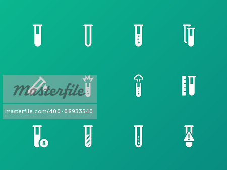 Test-tube icons on green background. Vector illustration.