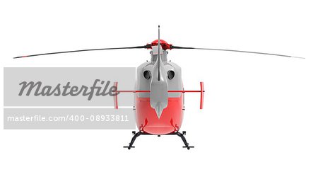 Blue helicopter isolated on the white background. 3d illustration