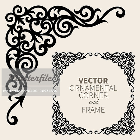 Floral frame border. Decorative design element and fancy page ornament. Vector illustration