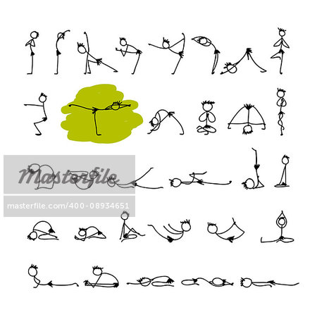 Yoga set, sketch for your design. Vector illustration