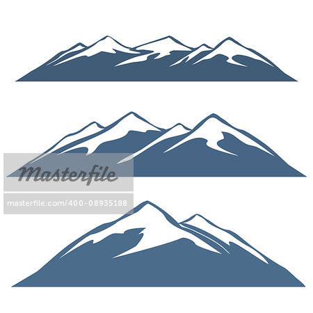 A set of mountain ranges. Snowy mountain tops.
