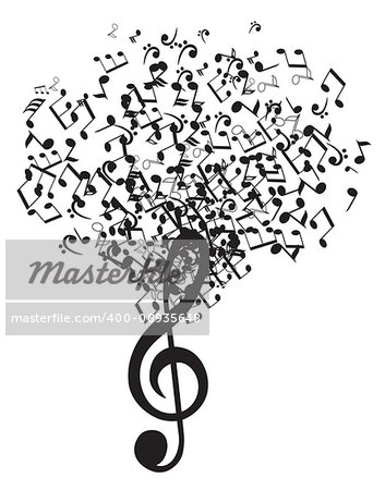 vector illustration of an abstract musical tree with notes