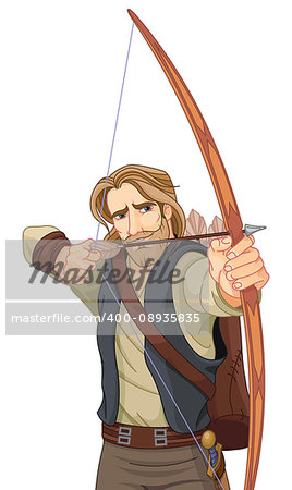 Robin Hood with a bow ready to shoot