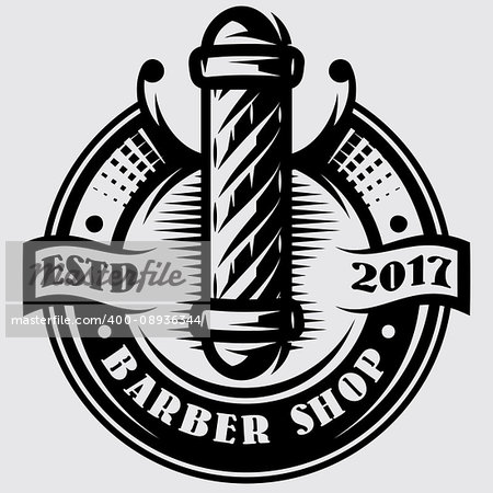 monochrome templates for barber pole on the topic of barber shop