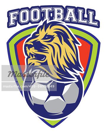Pattern of sports badge for team with lion and ball