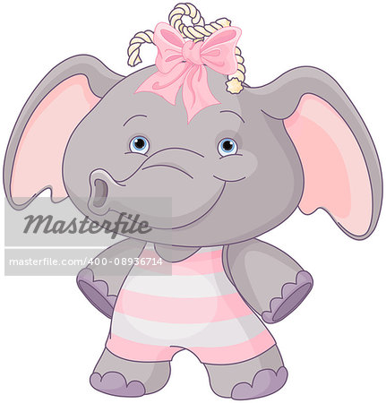 Illustration of cute baby elephant girl