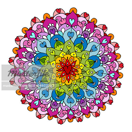 Mandala ornament, colorful pattern for your design. Vector illustration