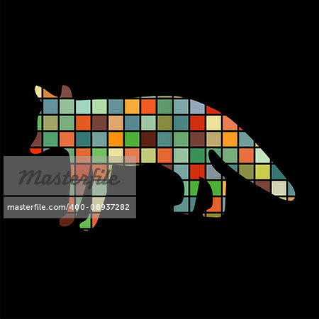 Fox wildlife color silhouette animal. Vector Illustrator.