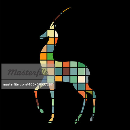 Antelope mammal color silhouette animal. Vector Illustrator.