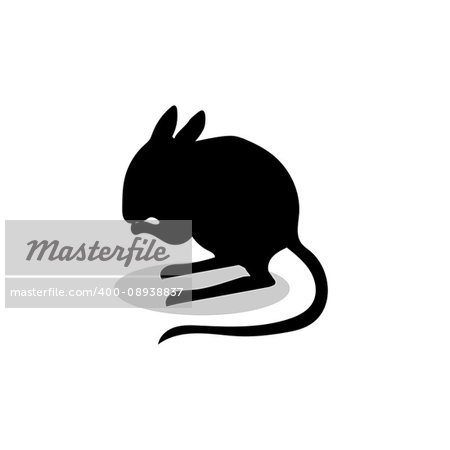 Jerboa rodent mammal black silhouette animal. Vector Illustrator.