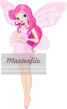 Illustration of cute pink Pixy fairy
