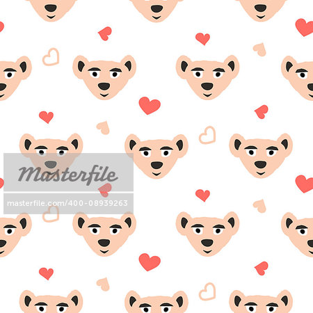 Cuet bear stylized pink fun seamless pattern for kids and babies. Toy animal fabric design for textile and apparel in cartoon style.