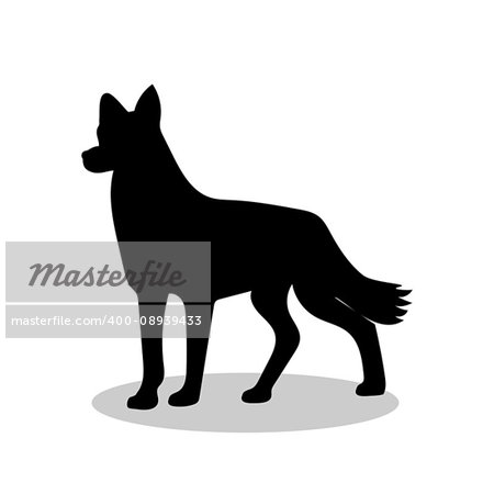 Dog pet black silhouette animal. Vector Illustrator.
