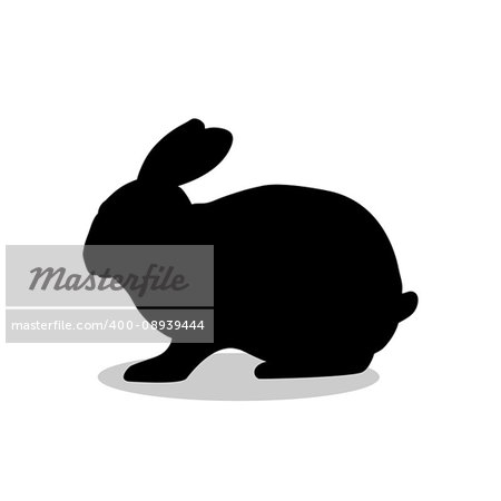 Bunny rodent black silhouette animal. Vector Illustrator.