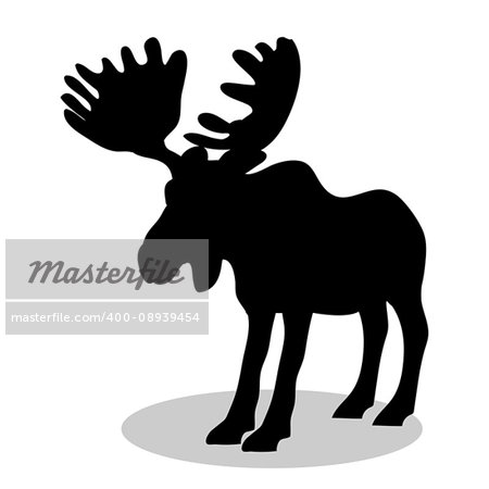 Elk mammal black silhouette animal. Vector Illustrator.