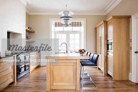 Interior view, Victorian terraced home renovation, Newcastle-upon-Tyne, UK. The kitchen.