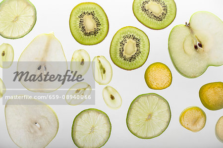 Various fruit slices (seen from above)